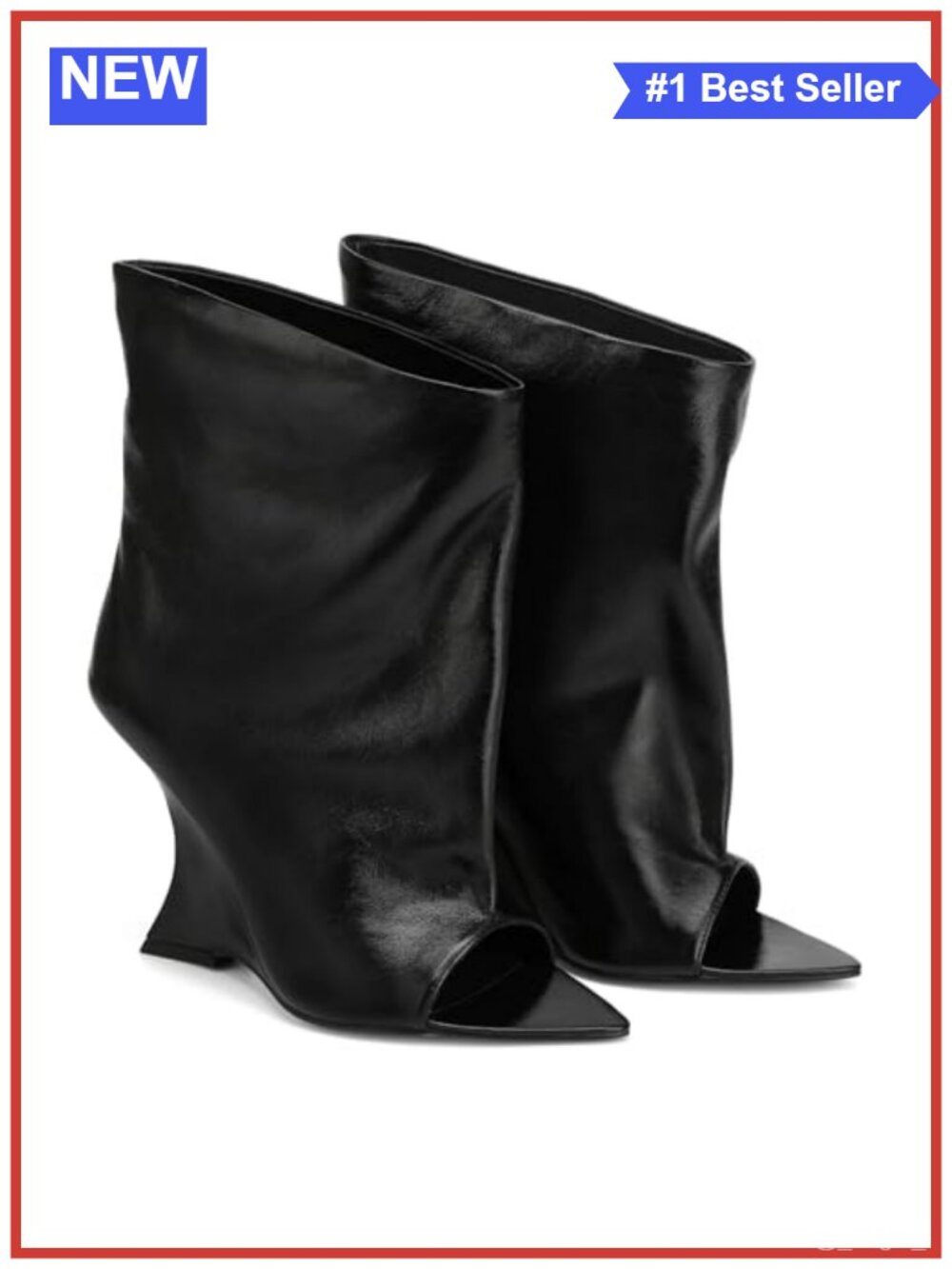Slouchy Open Toe Wedge Booties Mid-Calf Peep Toe Microfiber Women's